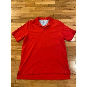 Lands End Mens Red Traditional Fit Polo Shirt Size M 100% Cotton Short Sleeve